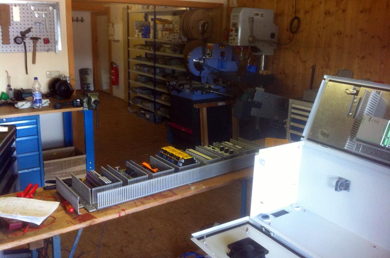 Frühere Werkstatt für Montage- und Elektrotechnikarbeiten in den Anfangsjahren